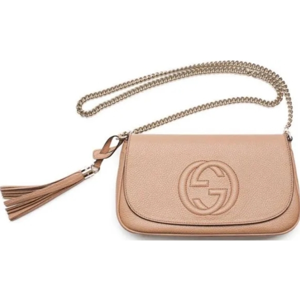 Gucci Beige Leather Crossbody Bag with Tassel